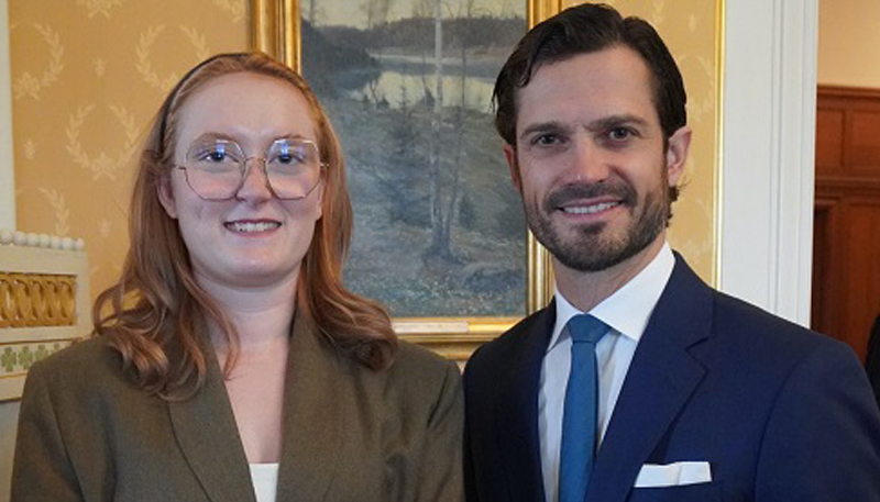 Porträttbild på Saga Lööf och Prins Carl Philip.