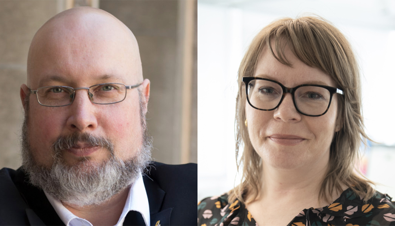 Porträttbild på Patrik Oksanen och Karin Martinsson Stattin.