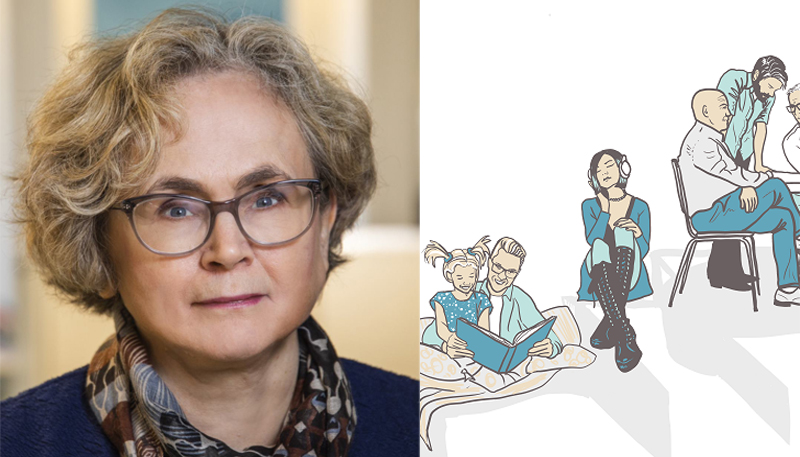 Porträttbild på Jenny Nilsson samt illustration av Dyslexiveckan av Camilla Svensson.