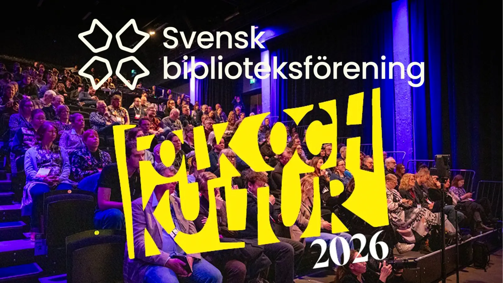 Bild med texten Folk och kultur 2026 samt Svensk biblioteksförenings logga.