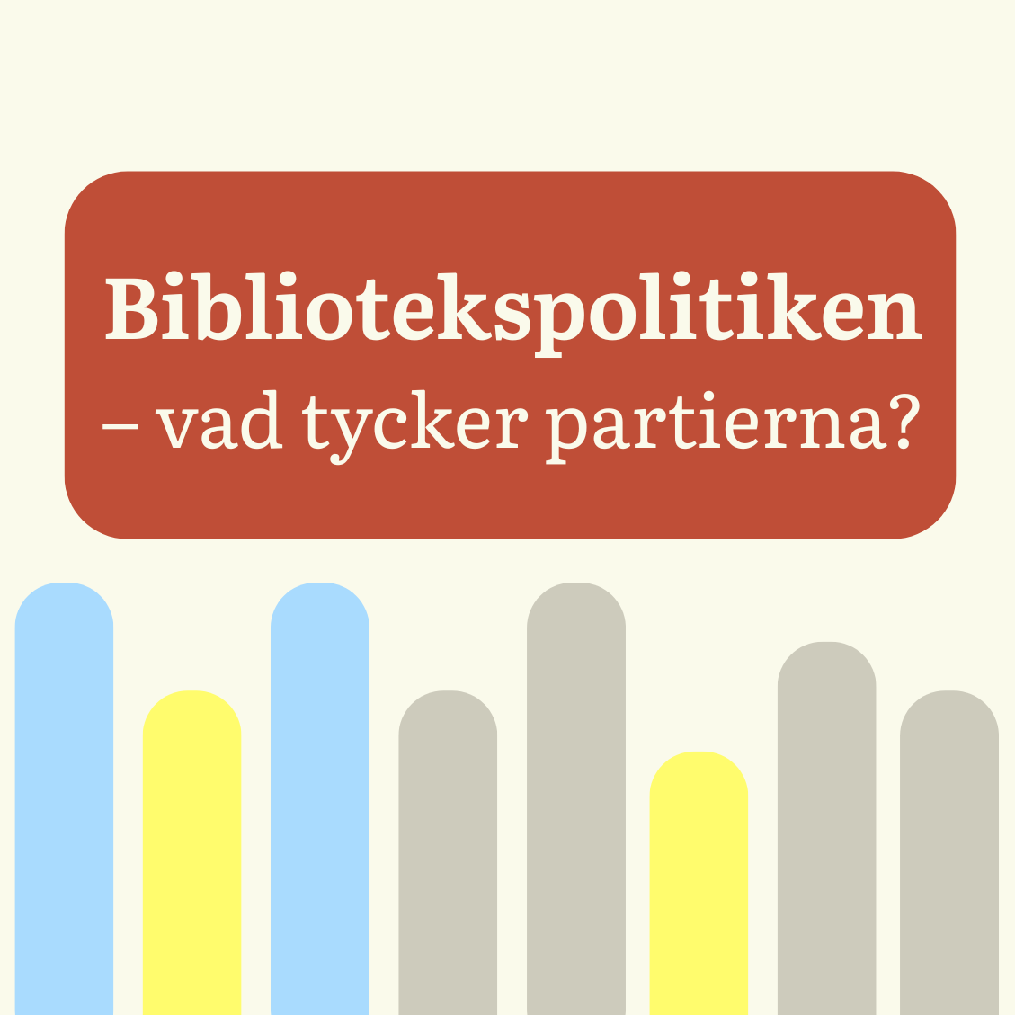 Bild med texten Bibliotekspolitiken vad tycker partierna